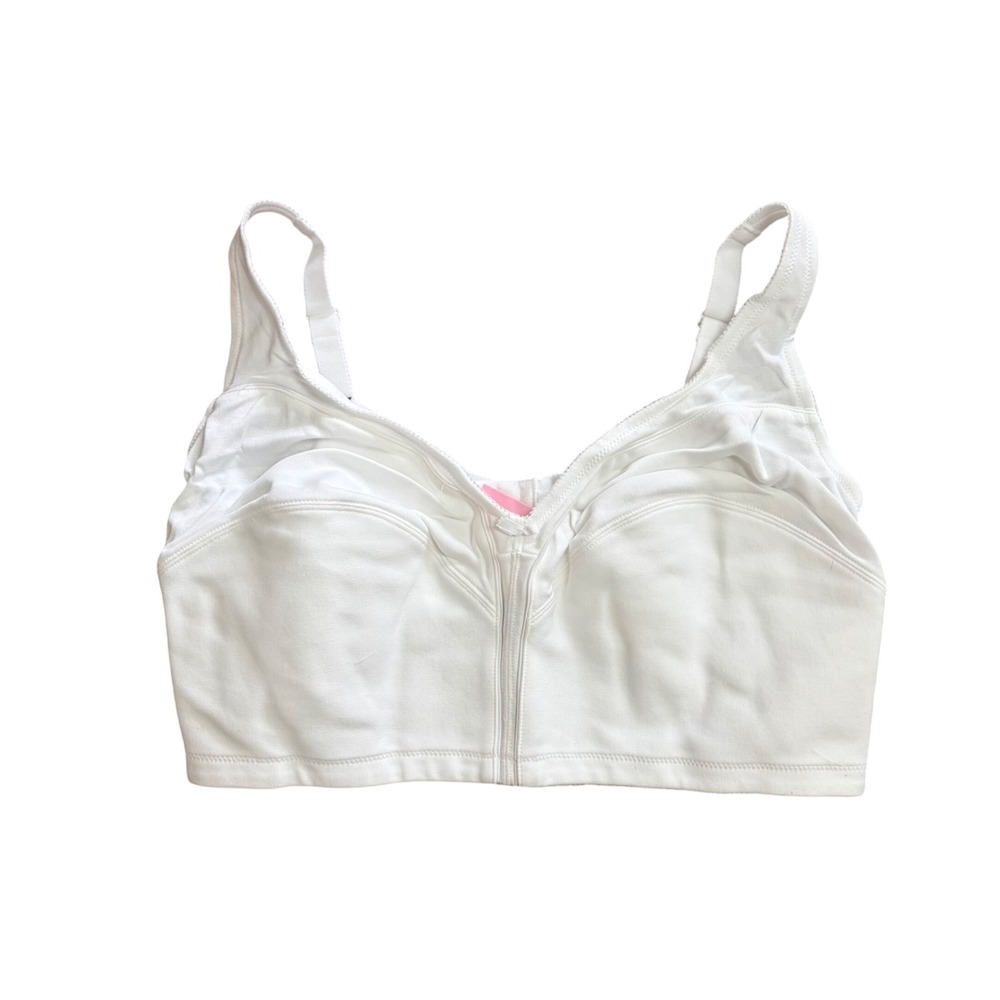 Comfort Choice White Cotton Front Close Wireless Bra Plus Size 54D 27-0402-1